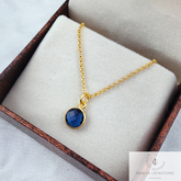 Minimalist Blue Sapphire Necklace, Dainty Gold Plated Necklace, Sapphire Pendant, September Birthstone Jewelry, Gift For Her, Birthday Gift